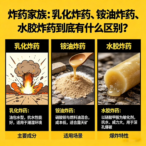 向阳炸药家族：乳化炸药、铵油炸药、水胶炸药到底有什么区别？